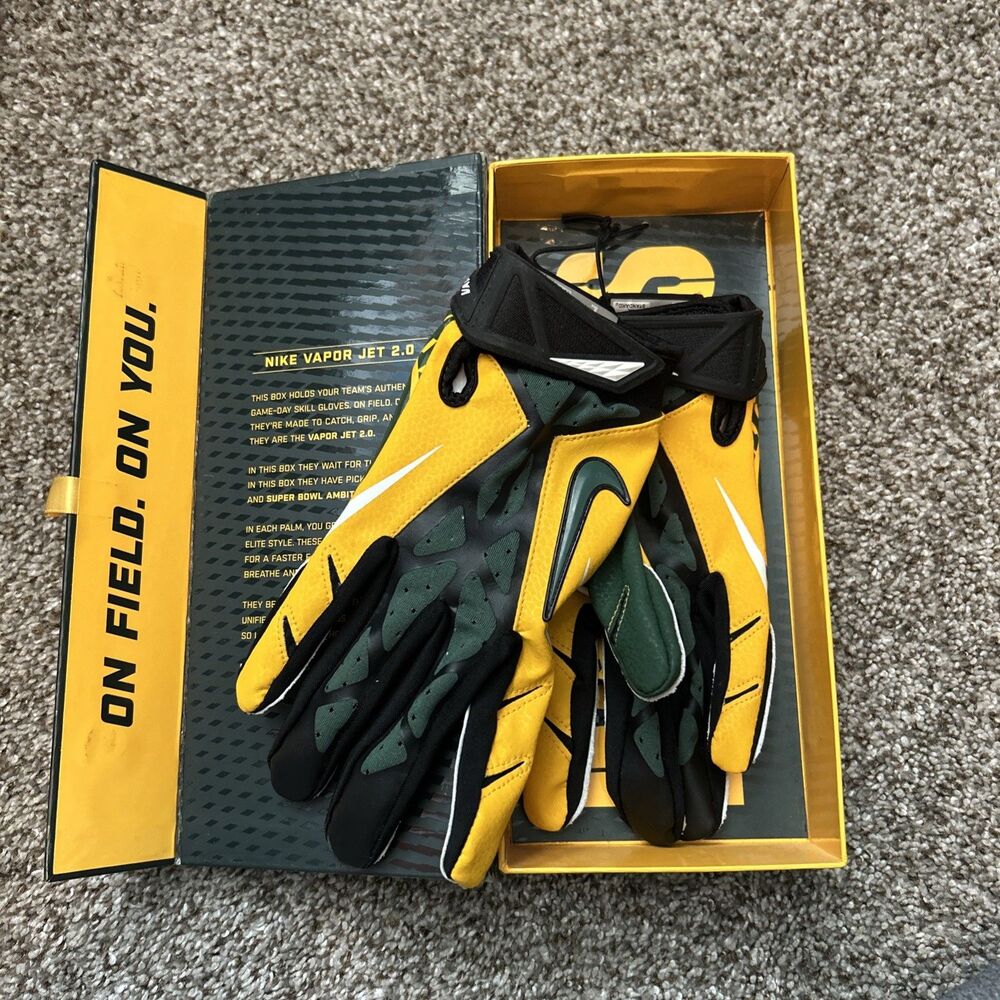 Nike Vapor Jet 3.0 Green Bay Packers On Field Football Gloves L New In Box
